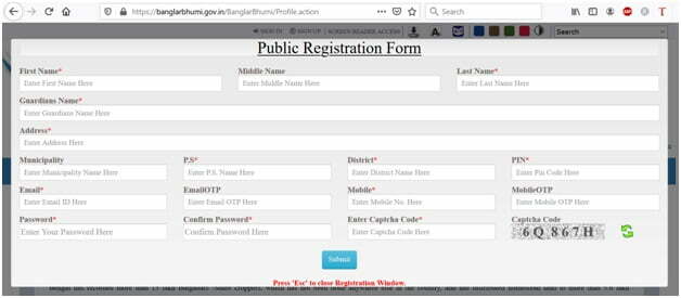 Banglarbhumi Sign Up Public Registration Form