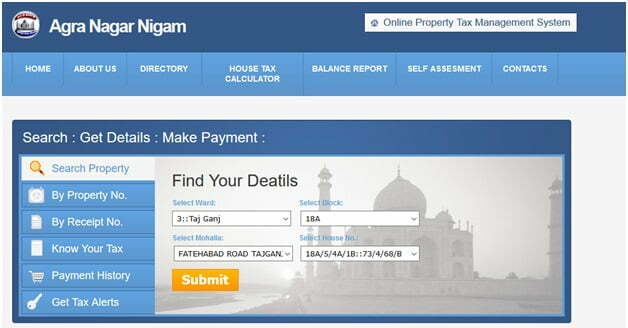 Agra Property Tax Online Payment