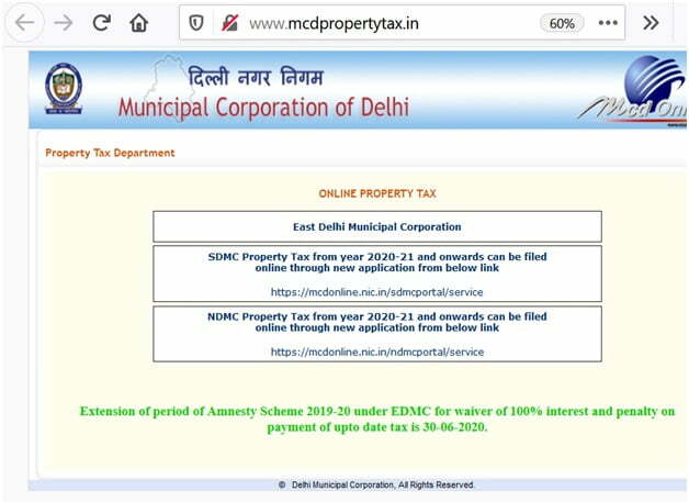 Delhi Property Tax Online