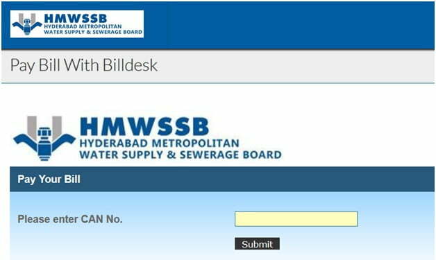 Hyderabad Water Bill Search by CAN Number
