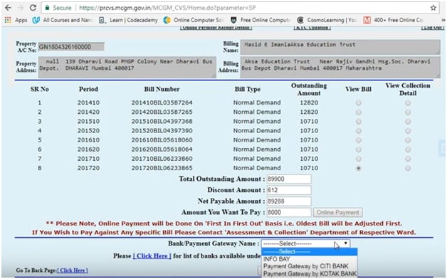 BMC Mumbai Property Tax MCGM Mumbai Property Tax Payment At Mcgm gov in