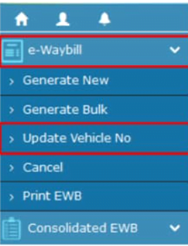 e-Way Bill Vehicle Number Update or Change