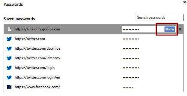 Contraseñas guardadas en el navegador Google Chrome