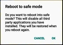 Reinicie el teléfono inteligente Android en modo seguro