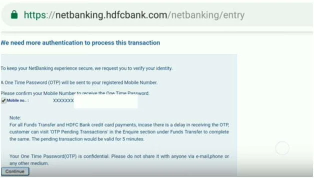 HDFC Credit Card Bill Pay by Mobile Number