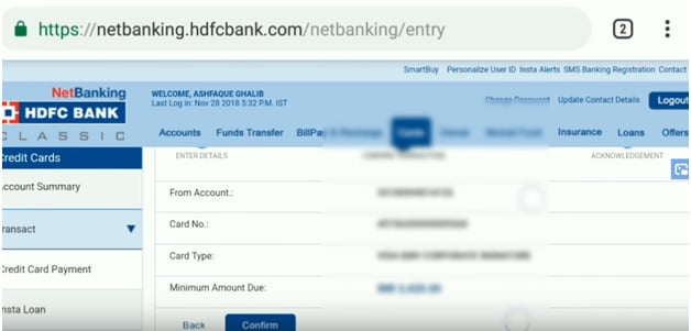 HDFC Credit Card Bill Pay Online