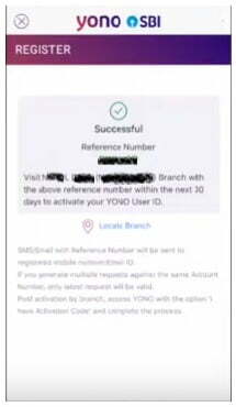 SBI YONO App Registration Reference ID Number