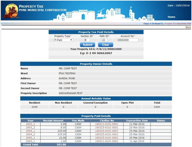 Pune Property Tax Details