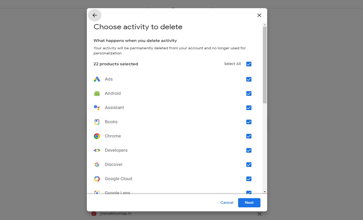 Google My Activity Search History delete