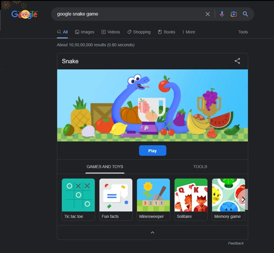 snake game on google